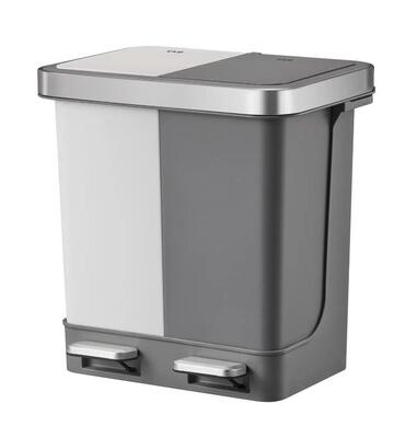 Papelera Doble Pedal 10+10L Blanco y Gris EKO Hana Recycle